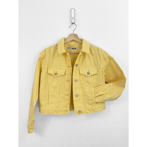 Topshop Moto Yellow Denim Jean Jacket 
